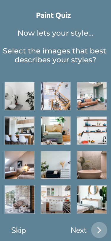 paint what's your room style quiz screen one