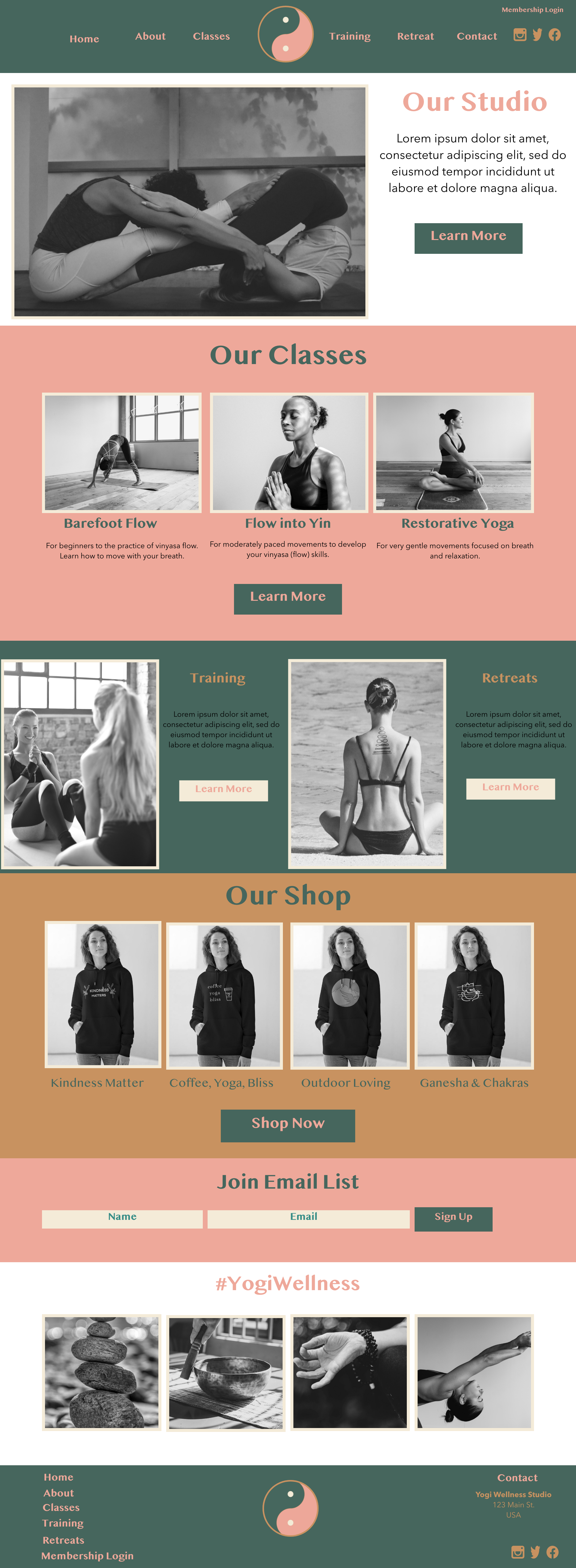 yogi homepage wireframe